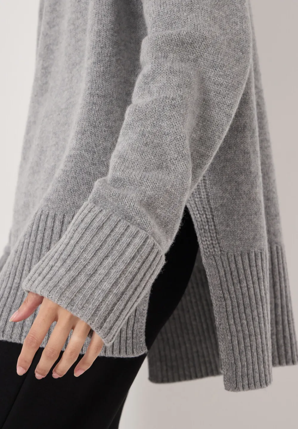 hush Jumpers & Cardigans|Longline Merino Wool Jumper Mid Grey Marl