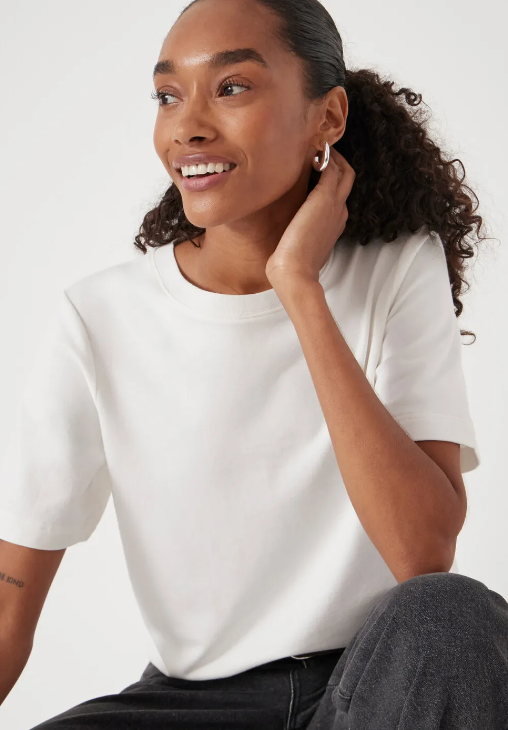 hush Tops & T-Shirts|Loopback Regular T-Shirt White