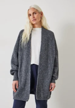 hush Jumpers & Cardigans|Loretta Longline Fluffy Cardigan With Alpaca Charcoal Marl