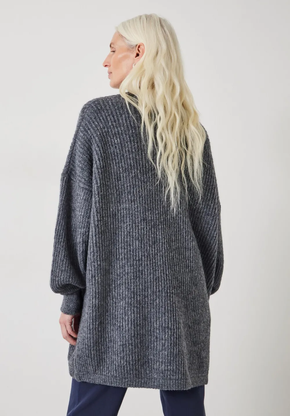 hush Jumpers & Cardigans|Loretta Longline Fluffy Cardigan With Alpaca Charcoal Marl