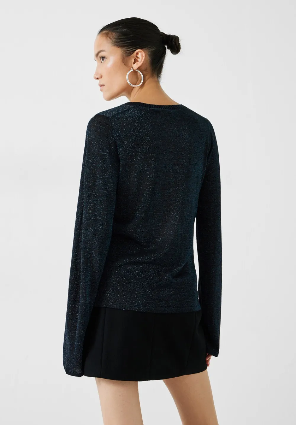 hush Jumpers & Cardigans|Lorine Metallic Crew Jumper Black/Teal Metallic
