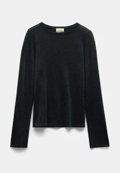 hush Jumpers & Cardigans|Lorine Metallic Crew Jumper Black/Teal Metallic