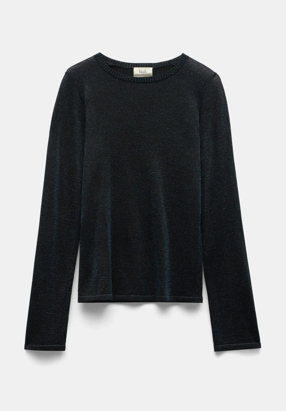 hush Jumpers & Cardigans|Lorine Metallic Crew Jumper Black/Teal Metallic
