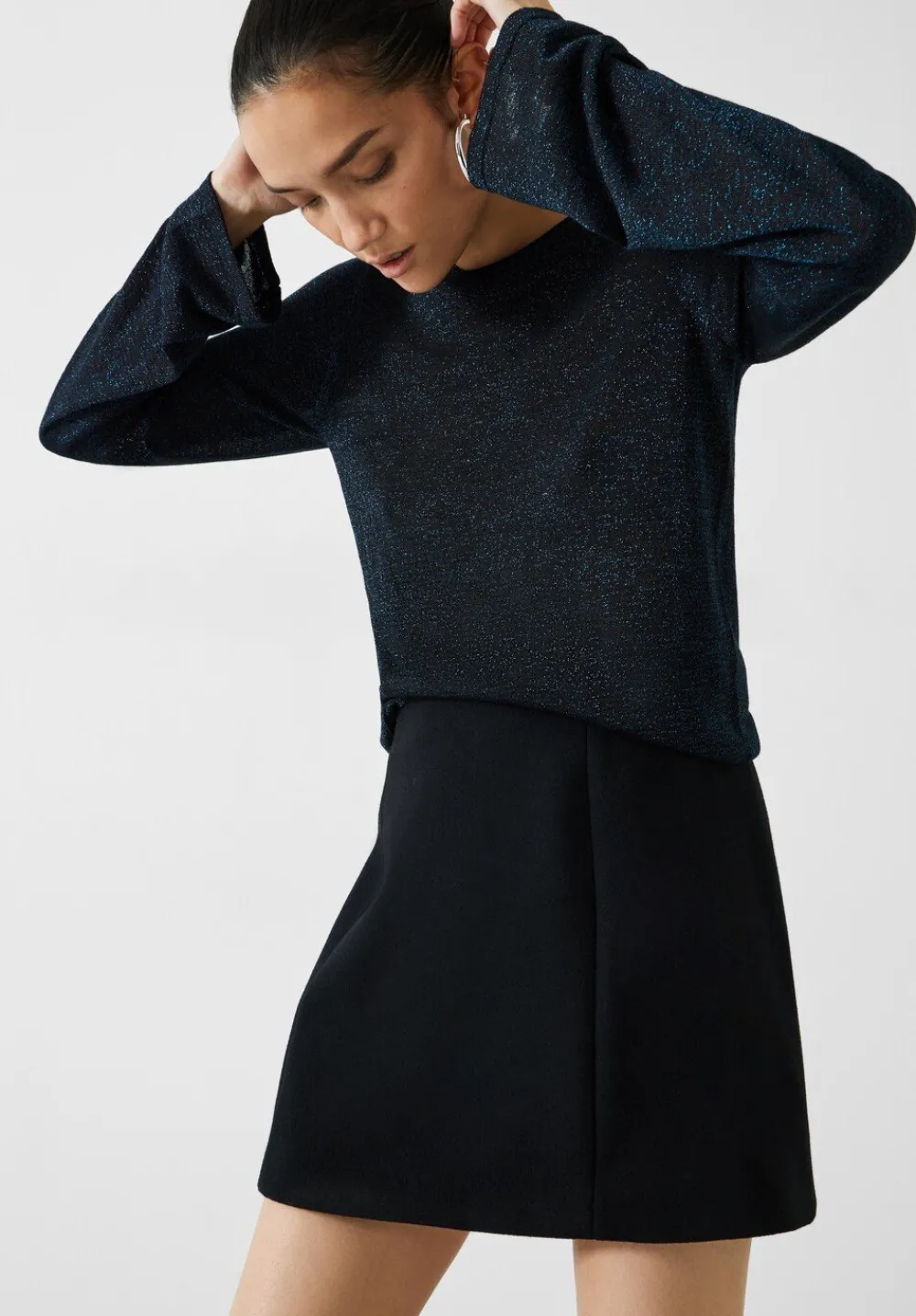 hush Jumpers & Cardigans|Lorine Metallic Crew Jumper Black/Teal Metallic