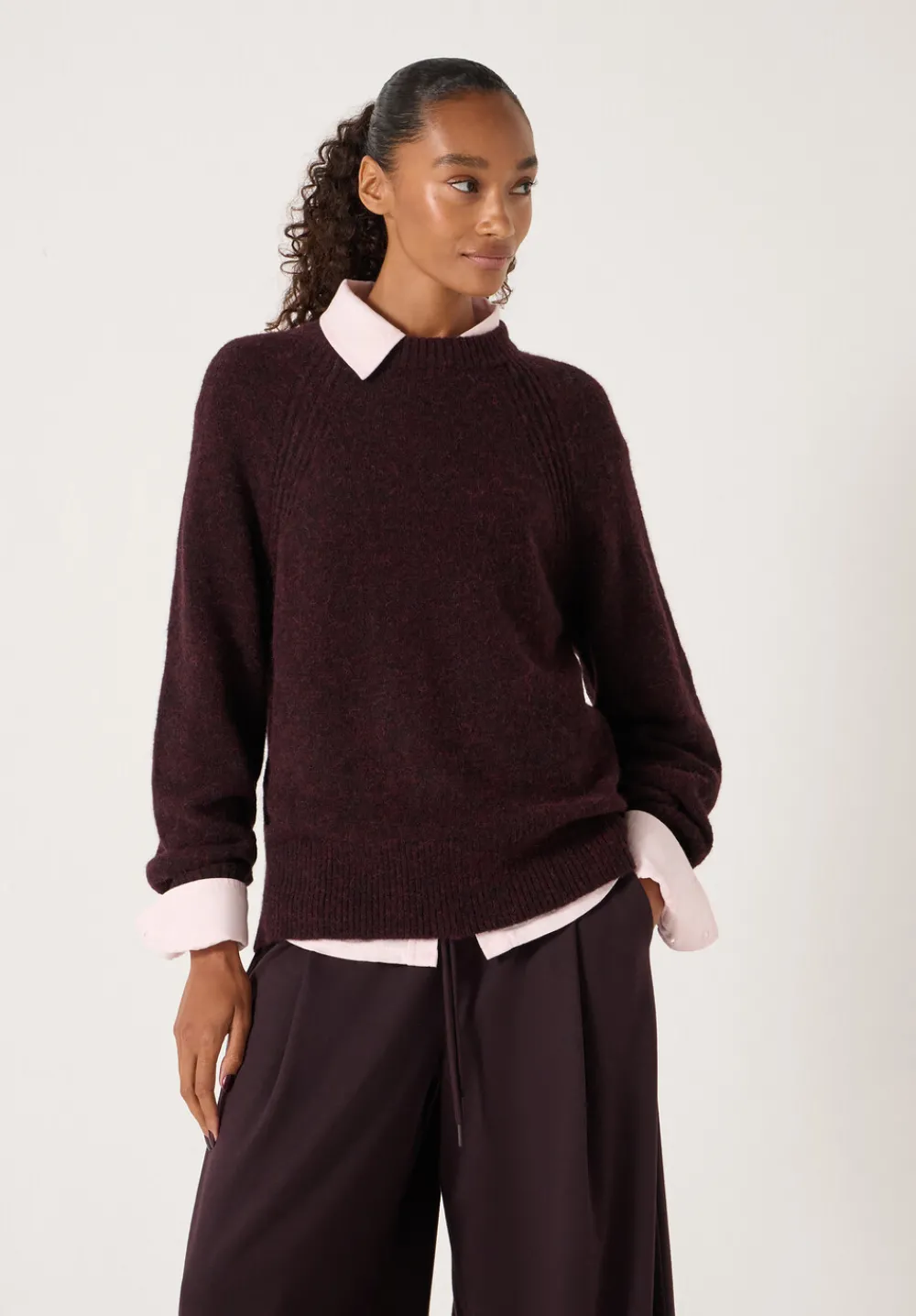 hush Jumpers & Cardigans|Lorna Relaxed Wool Blend Jumper Burgundy Red