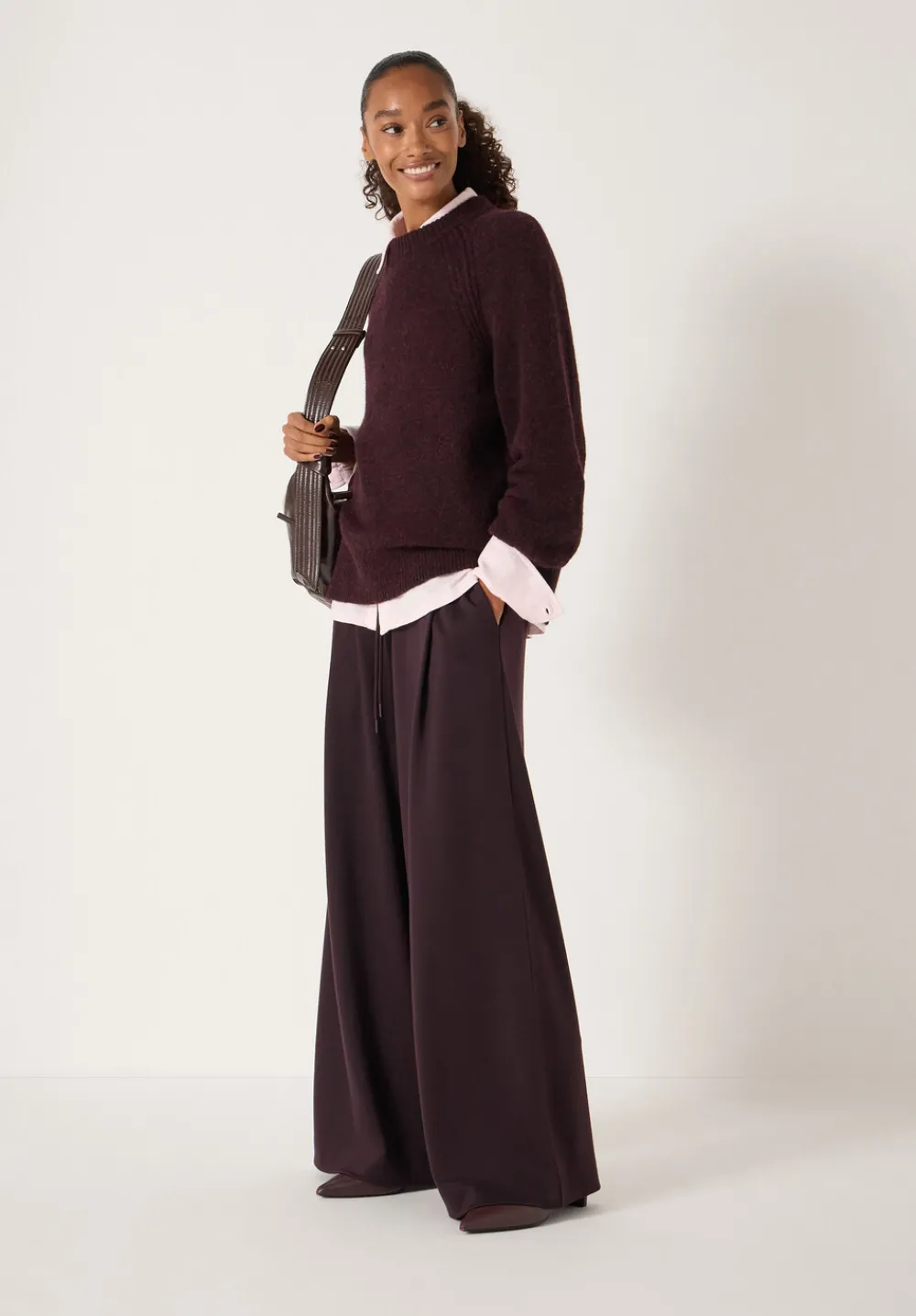 hush Jumpers & Cardigans|Lorna Relaxed Wool Blend Jumper Burgundy Red