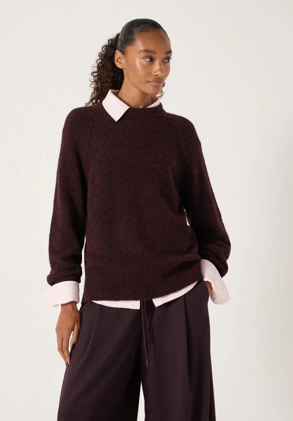 hush Jumpers & Cardigans|Lorna Relaxed Wool Blend Jumper Burgundy Red
