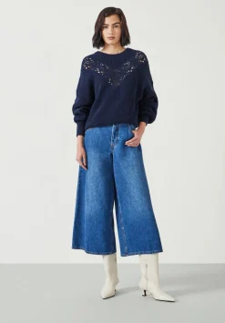 hush Jumpers & Cardigans|Louise Lace Insert Cotton Jumper Navy