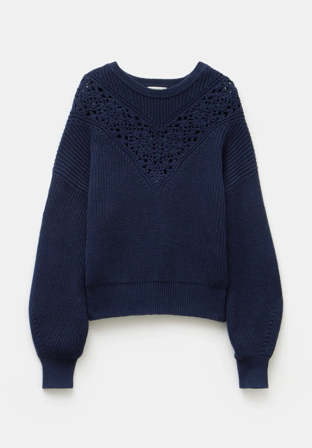 hush Jumpers & Cardigans|Louise Lace Insert Cotton Jumper Navy