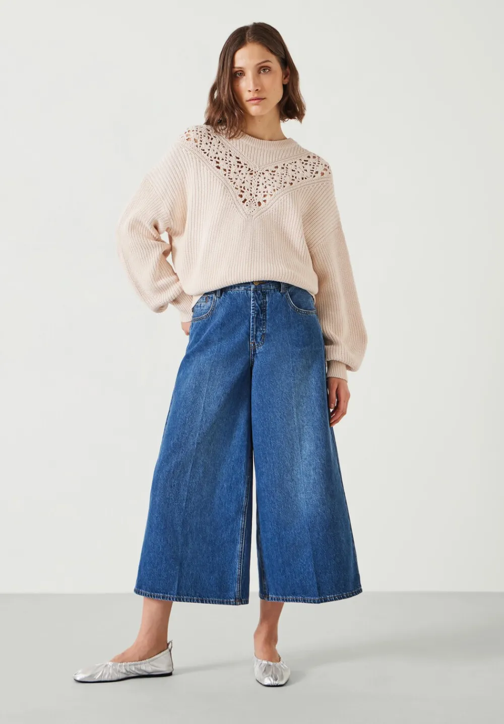 hush Jumpers & Cardigans|Louise Lace Insert Cotton Jumper Ivory