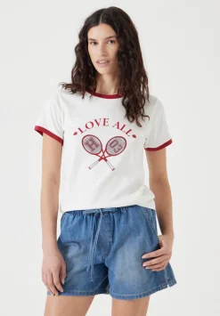 hush Tops & T-Shirts|Love All Graphic T-Shirt White