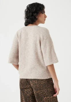 hush Tops & T-Shirts|Jumpers & Cardigans|Lucia Knitted Crew Neck T-shirt Oatmeal