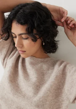 hush Tops & T-Shirts|Jumpers & Cardigans|Lucia Knitted Crew Neck T-shirt Oatmeal