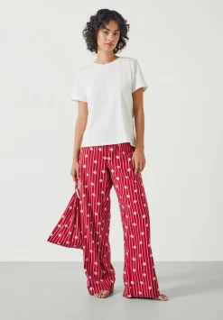 hush Pyjamas & Nightwear|Lucy Cotton Viscose T-Shirt Pyjama Set Red Mix Stripe