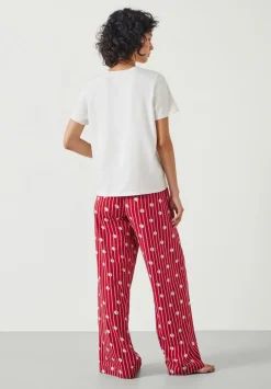 hush Pyjamas & Nightwear|Lucy Cotton Viscose T-Shirt Pyjama Set Red Mix Stripe
