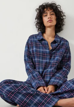 hush Pyjamas & Nightwear|Luella Brushed Cotton Check Pyjamas Navy Mix Check
