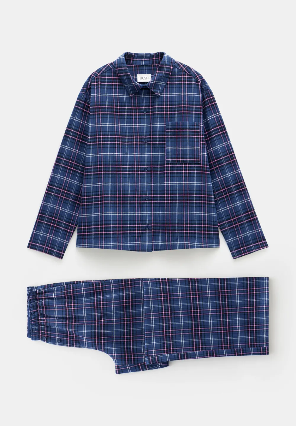 hush Pyjamas & Nightwear|Luella Brushed Cotton Check Pyjamas Navy Mix Check
