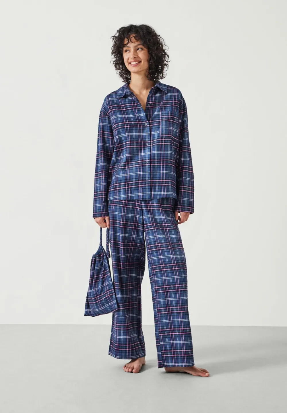 hush Pyjamas & Nightwear|Luella Brushed Cotton Check Pyjamas Navy Mix Check