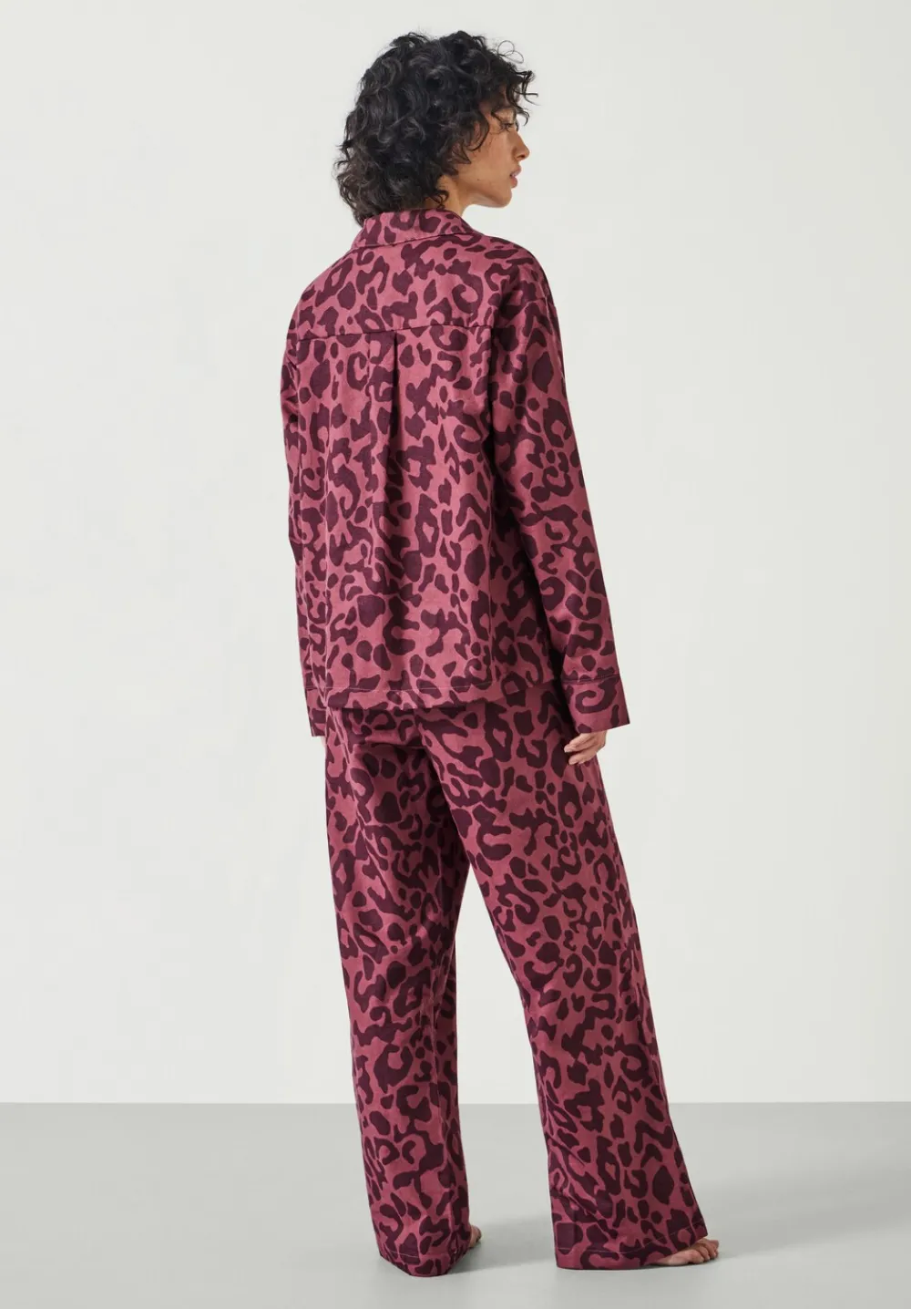 hush Pyjamas & Nightwear|Luella Flannel Animal Print Pyjama Set Wine Red Leopard