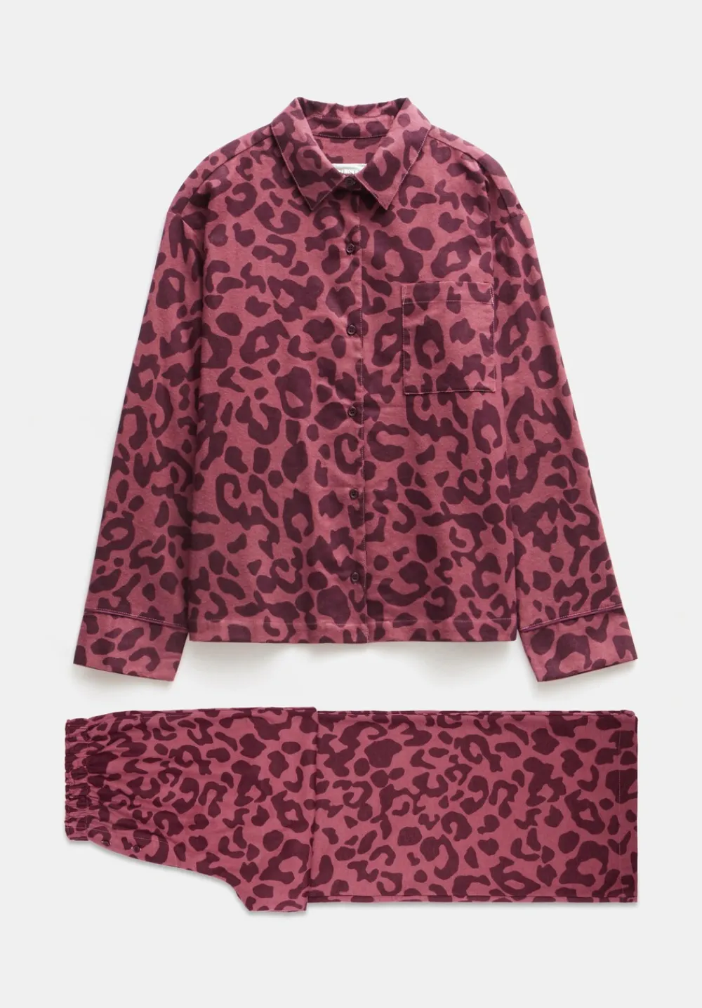 hush Pyjamas & Nightwear|Luella Flannel Animal Print Pyjama Set Wine Red Leopard