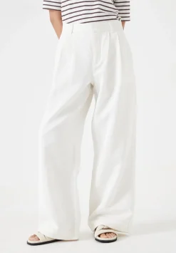 hush Trousers|Lya Cotton Wide Leg Trousers Ecru Whte