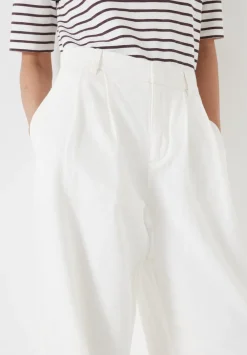 hush Trousers|Lya Cotton Wide Leg Trousers Ecru Whte