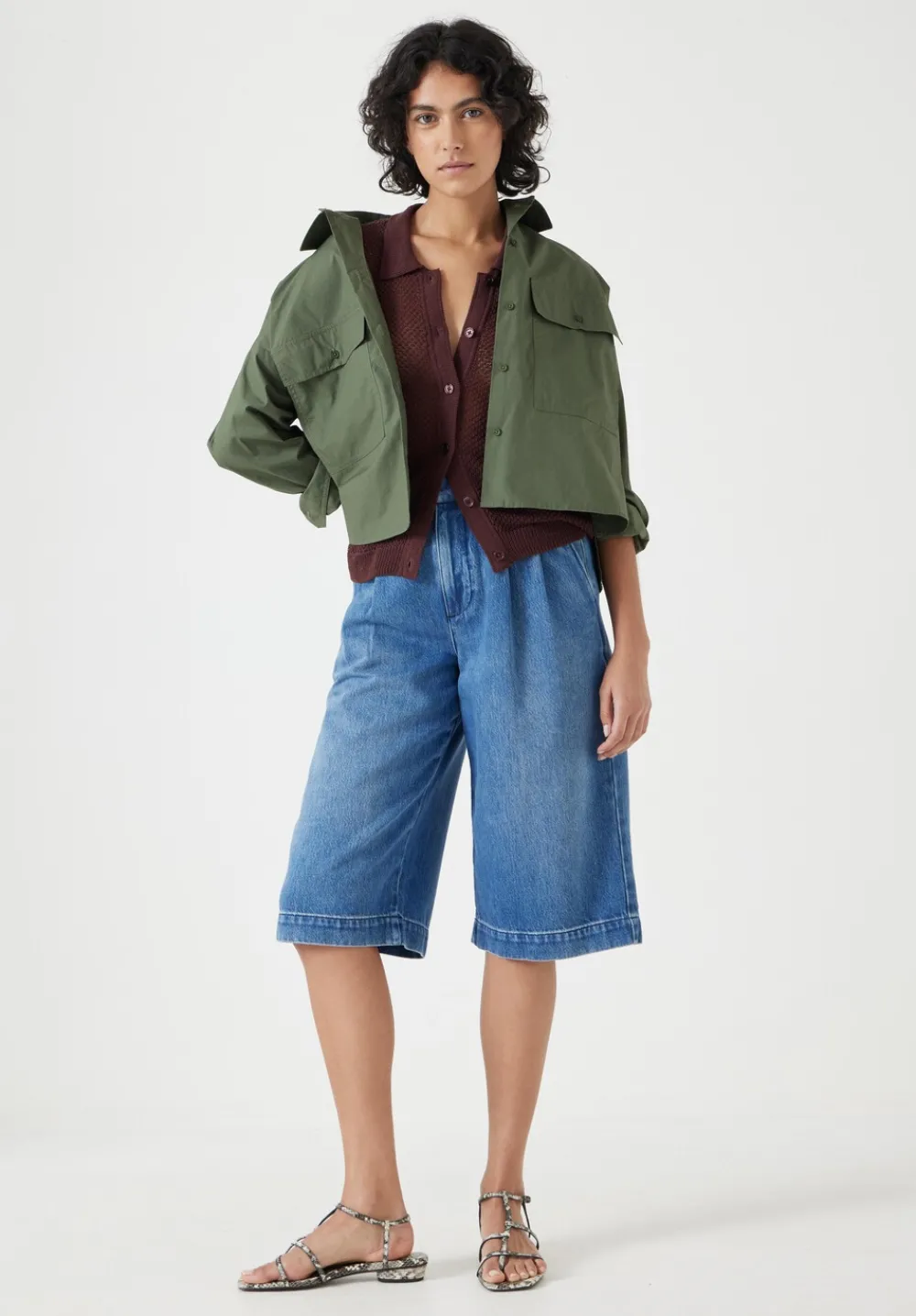 hush Shorts|Trousers|Lya Cropped Denim Bermuda Shorts Mid Denim Wash