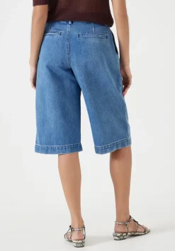 hush Shorts|Trousers|Lya Cropped Denim Bermuda Shorts Mid Denim Wash