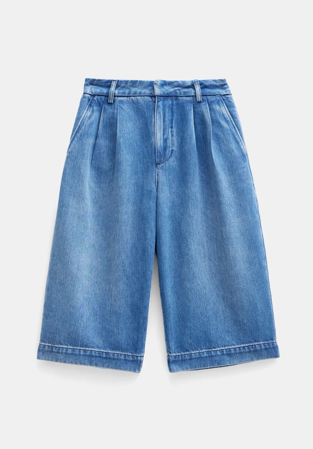 hush Shorts|Trousers|Lya Cropped Denim Bermuda Shorts Mid Denim Wash