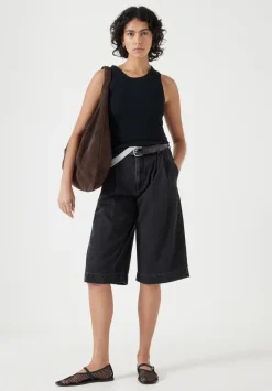 hush Shorts|Trousers|Lya Cropped Denim Bermuda Shorts Washed Black