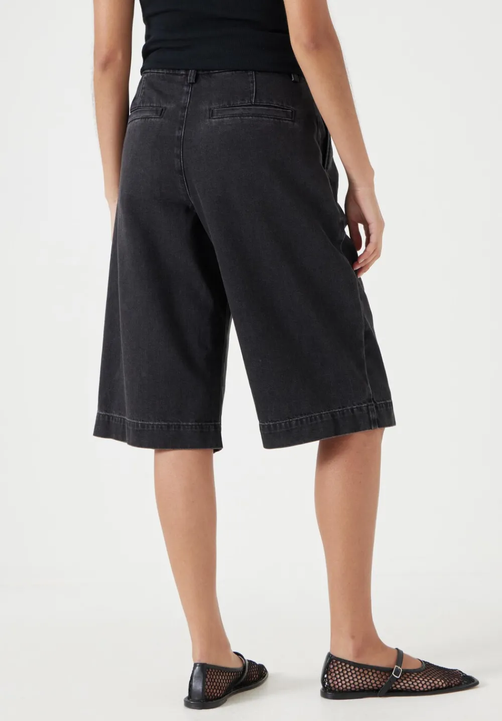 hush Shorts|Trousers|Lya Cropped Denim Bermuda Shorts Washed Black