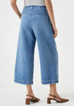 hush Jeans|Trousers|Lya Denim Pleated Culottes Mid Authentic