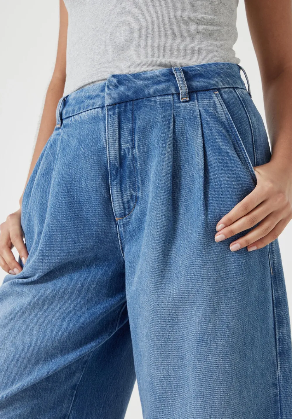 hush Jeans|Trousers|Lya Denim Pleated Culottes Mid Authentic
