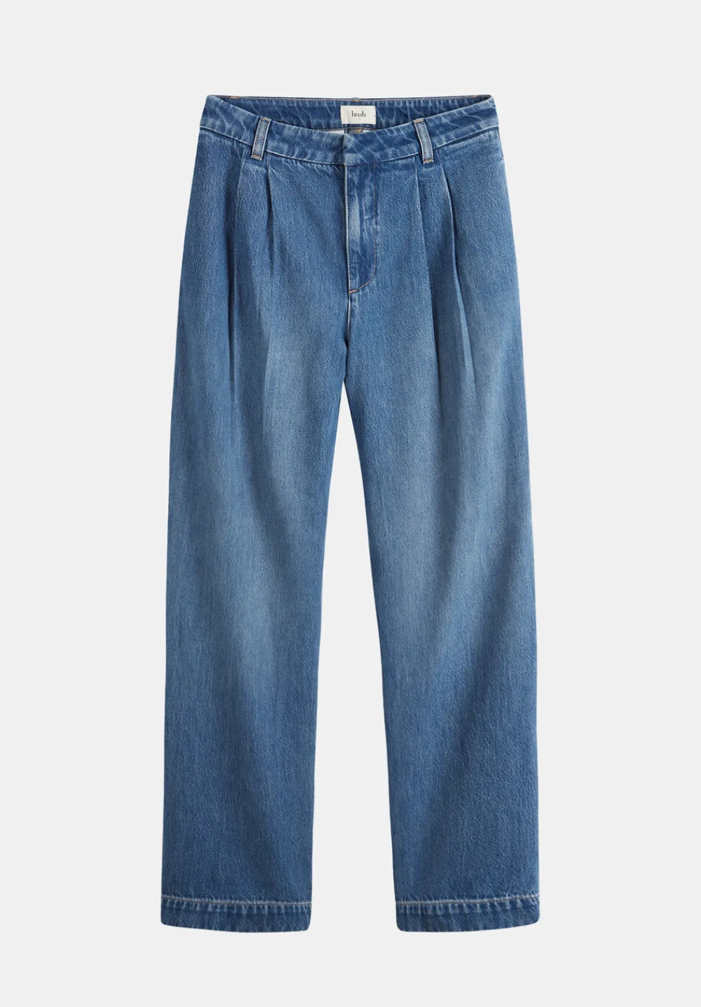 hush Jeans|Trousers|Lya Pleated Wide Leg Jeans Mid Authentic Blue