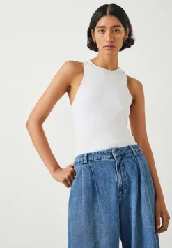 hush Jeans|Lya Pleated Wide Leg Jeans Mid Authentic Blue