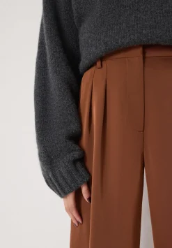 hush Trousers|Lya Satin Twill Wide Leg Trousers Toffee Brown