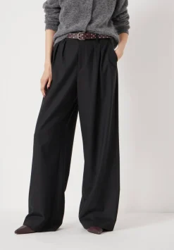 hush Trousers|Lya Wool Blend Wide Leg Trousers Black