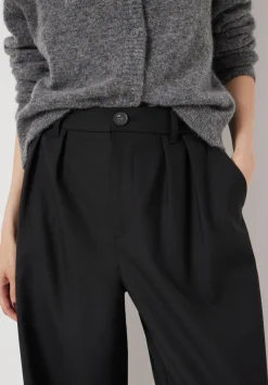 hush Trousers|Lya Wool Blend Wide Leg Trousers Black