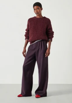 hush Trousers|Lya Wool Trousers Burgundy