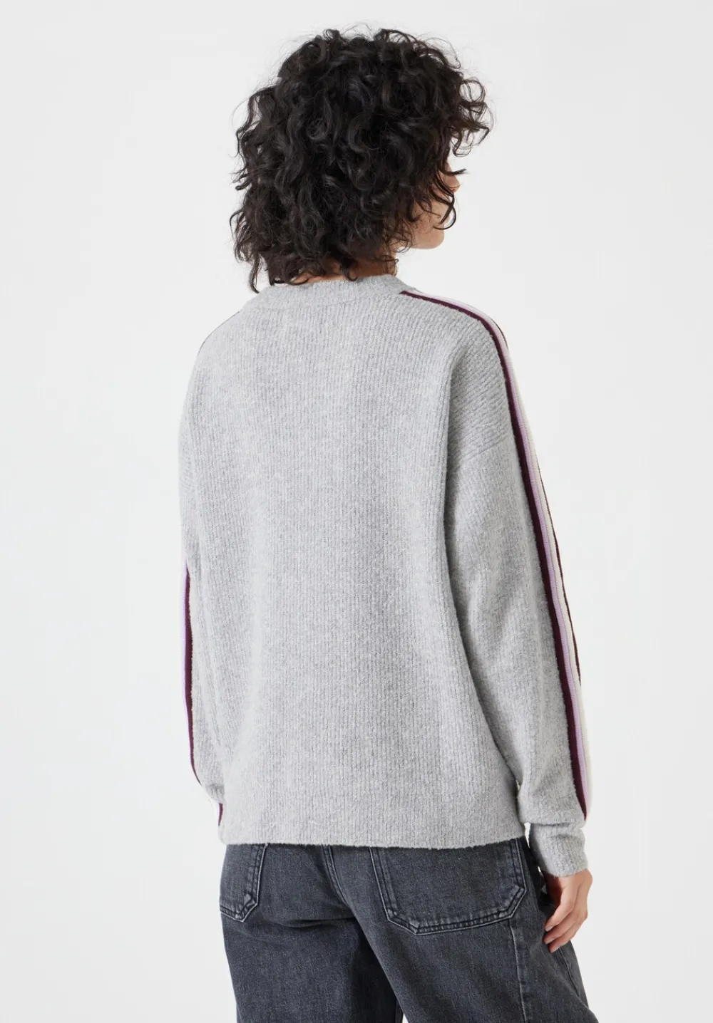 hush Jumpers & Cardigans|Lydia Ottoman Stripe Crew Neck Jumper Light Grey Marl