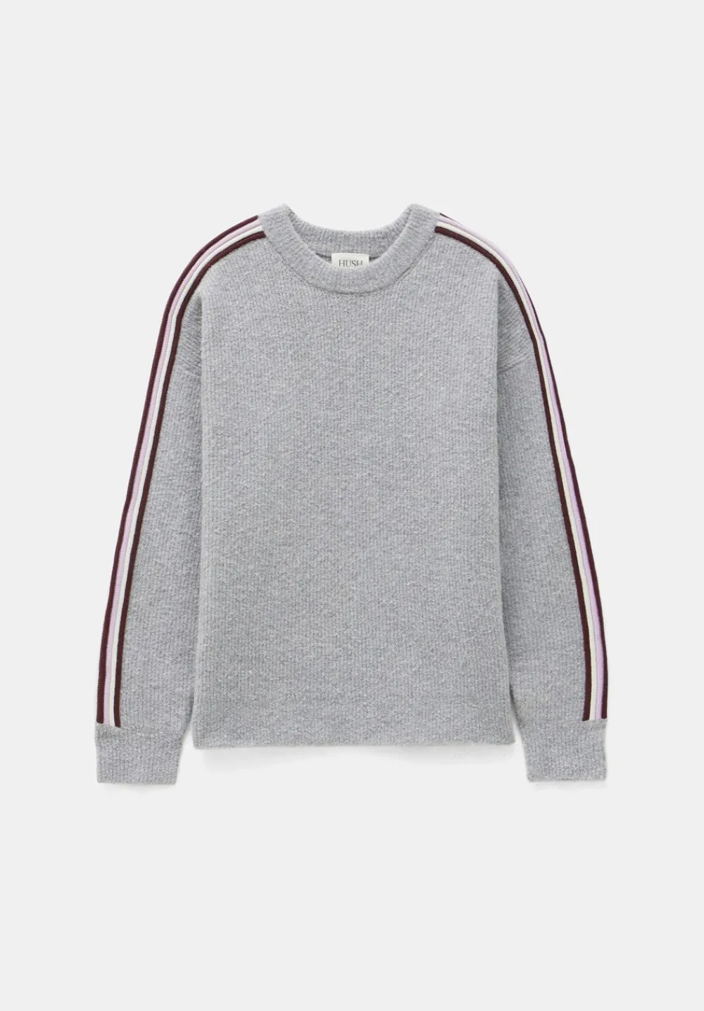 hush Jumpers & Cardigans|Lydia Ottoman Stripe Crew Neck Jumper Light Grey Marl