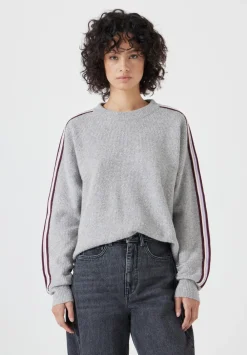 hush Jumpers & Cardigans|Lydia Ottoman Stripe Crew Neck Jumper Light Grey Marl