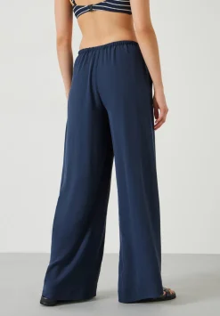 hush Trousers|Lyra Oversized Tie Waist Trousers Deep Navy