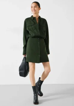 hush Dresses|Maia Mini Utility Dress Dark Green