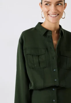 hush Dresses|Maia Mini Utility Dress Dark Green