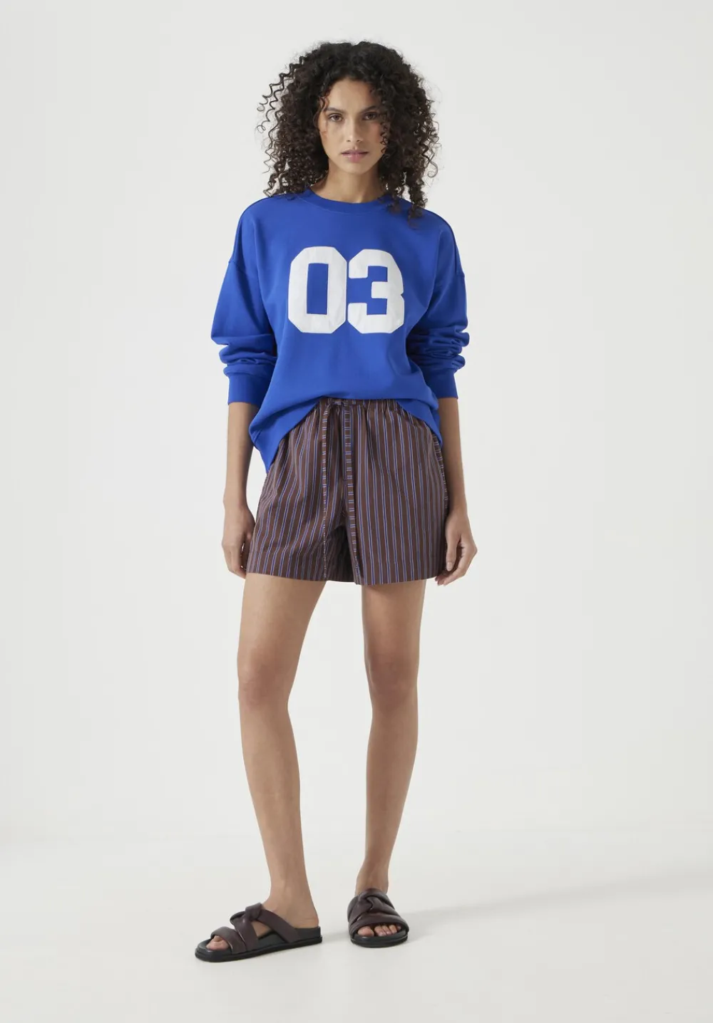 hush Shorts|Margot Cotton Stripe Pull On Shorts Chocolate