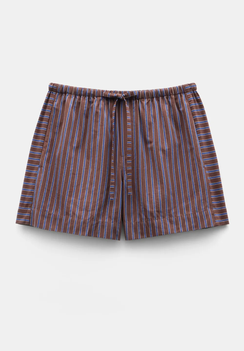 hush Shorts|Margot Cotton Stripe Pull On Shorts Chocolate