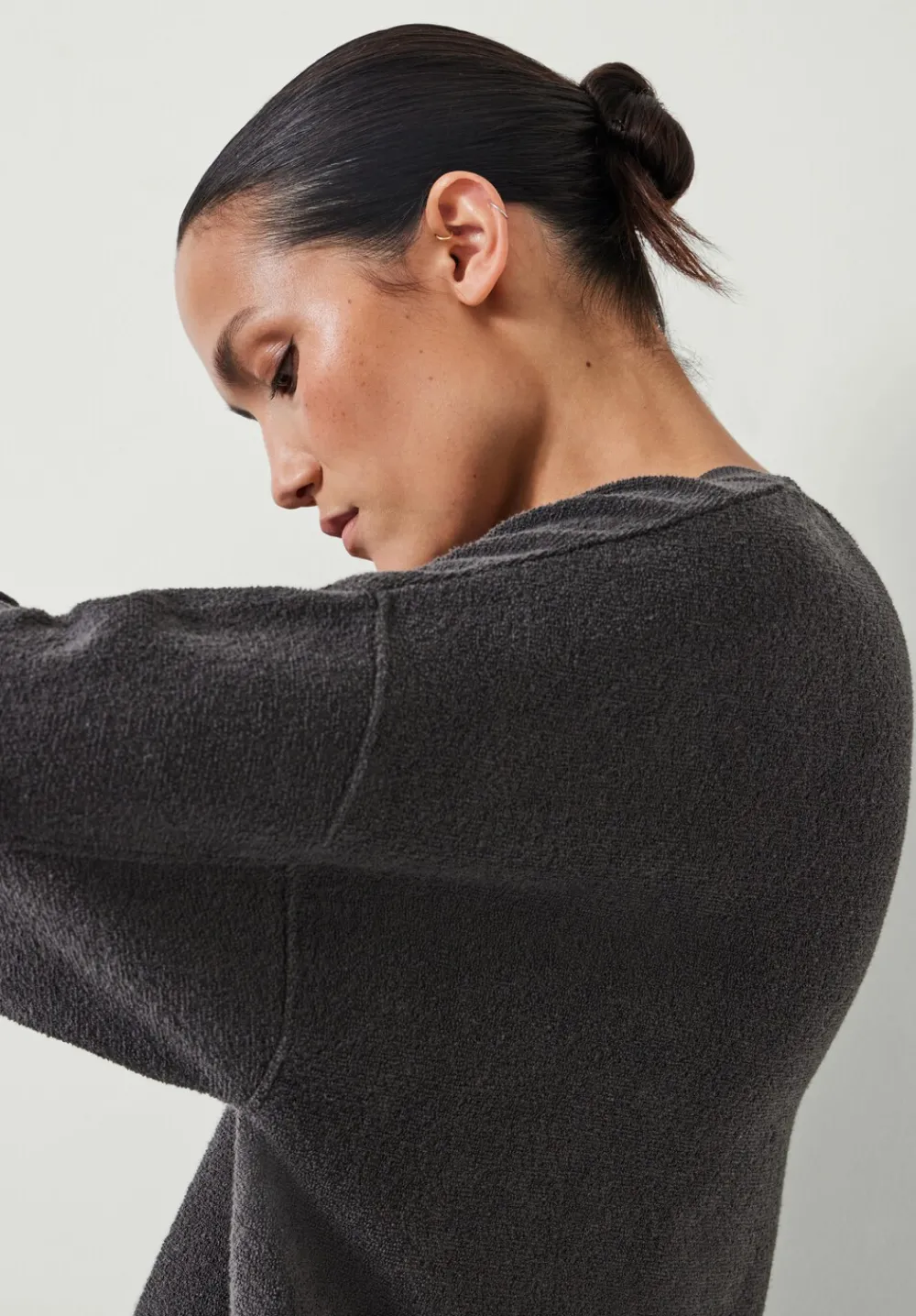 hush Sweatshirts & Hoodies|Marley Textured Sweatshirt Washed Grey