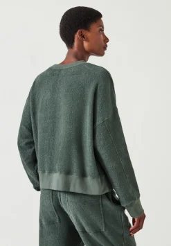 hush Sweatshirts & Hoodies|Marley Textured Sweatshirt Khaki Green