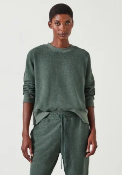 hush Sweatshirts & Hoodies|Marley Textured Sweatshirt Khaki Green